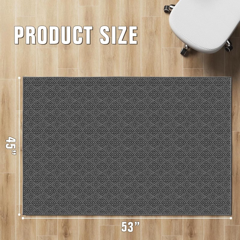 KMAT Office Chair Mat, 45x53in Heavy Duty Hardwood/Tile Floor Protector, Floor Mat Computer Desk Mat for Rolling Chairs, Work, Study, Office, Black - Image 2